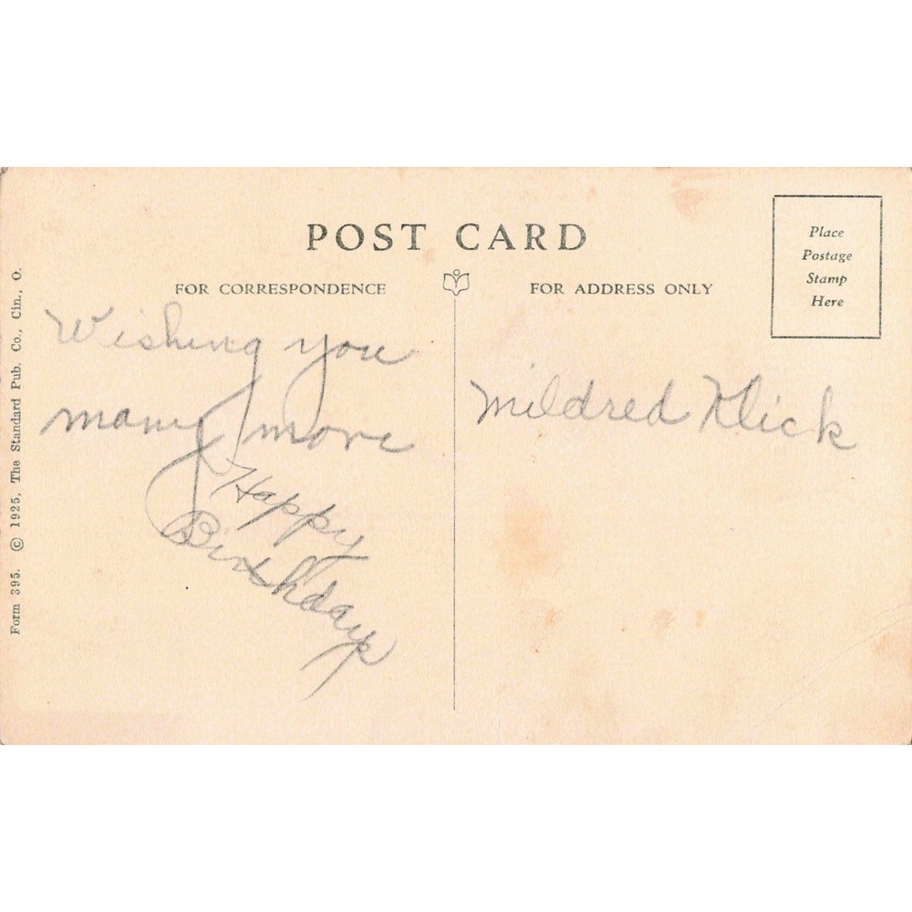 Birthday Greeting Postcard Birds Flowers Genesis 43:23 1925 Standard Pub Co - Picture 2 of 2